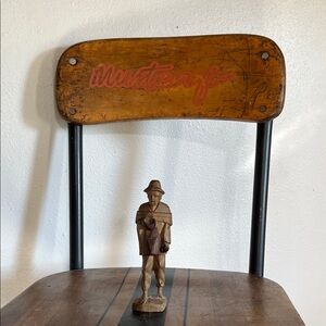 Hand carved wooden man figurine statue